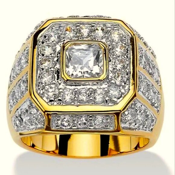 Fashion Jewelry Other - 🆕 Men's Statement 2.00 Ctw, Pave Diamond Ring 18K Yellow Gold Pltd 🆕